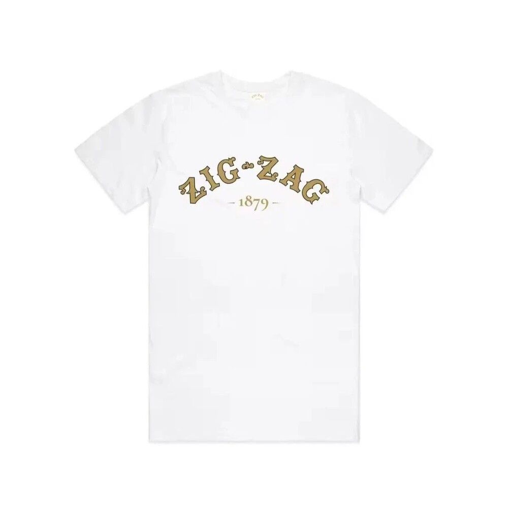 Zig Zag 1879 Graphic T Shirt XL White Gold Logo Rolling Papers Authentic